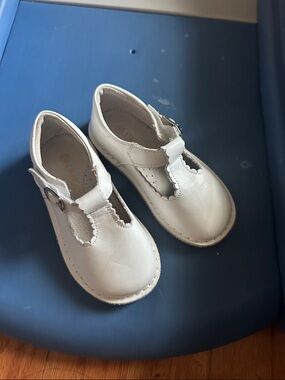 L'Amour White T-Strap Dress Shoes for Kids